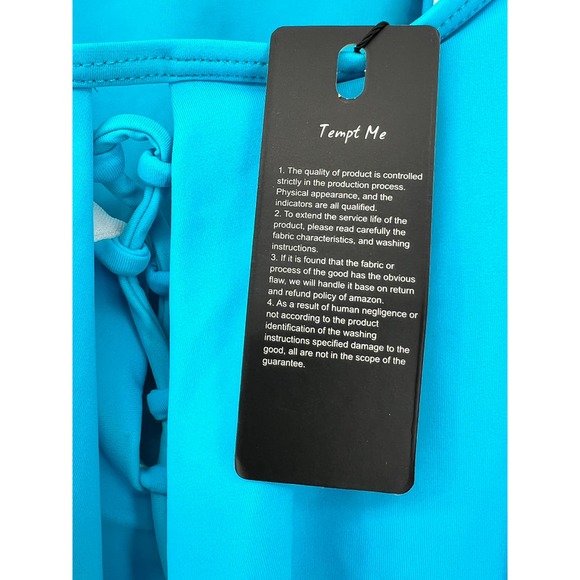 NEW Tempt Me Bathing Suit One Piece Turquoise Blue Ruffle Front Women's Size S - Picture 8 of 10